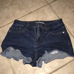 dark blue jean shorts